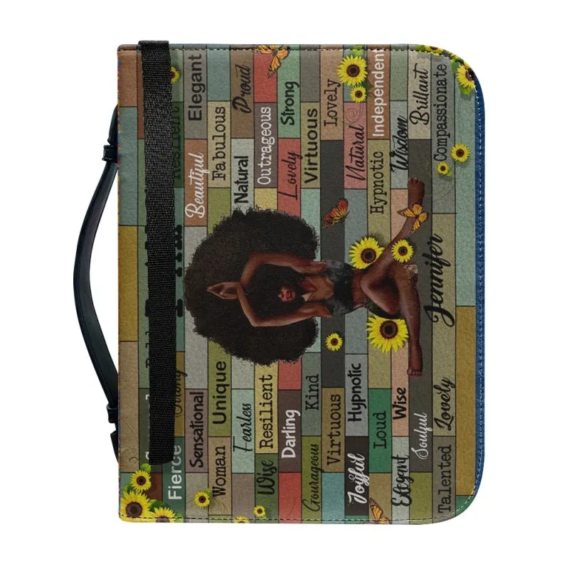 Christianartbag Bible Cover, GOD Says I Am Bible Cover, Personalized Bible Cover, Black Women Sunflower Bible Cover, Christian Gifts, CAB09021123.