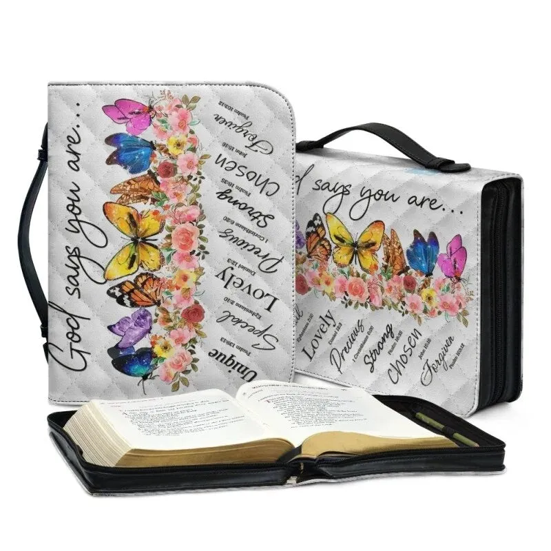 Christianartbag Bible Cover, GOD Says You Are Bible Cover, Personalized Bible Cover, Butterfly Bible Cover, Christian Gifts, CAB03221023.