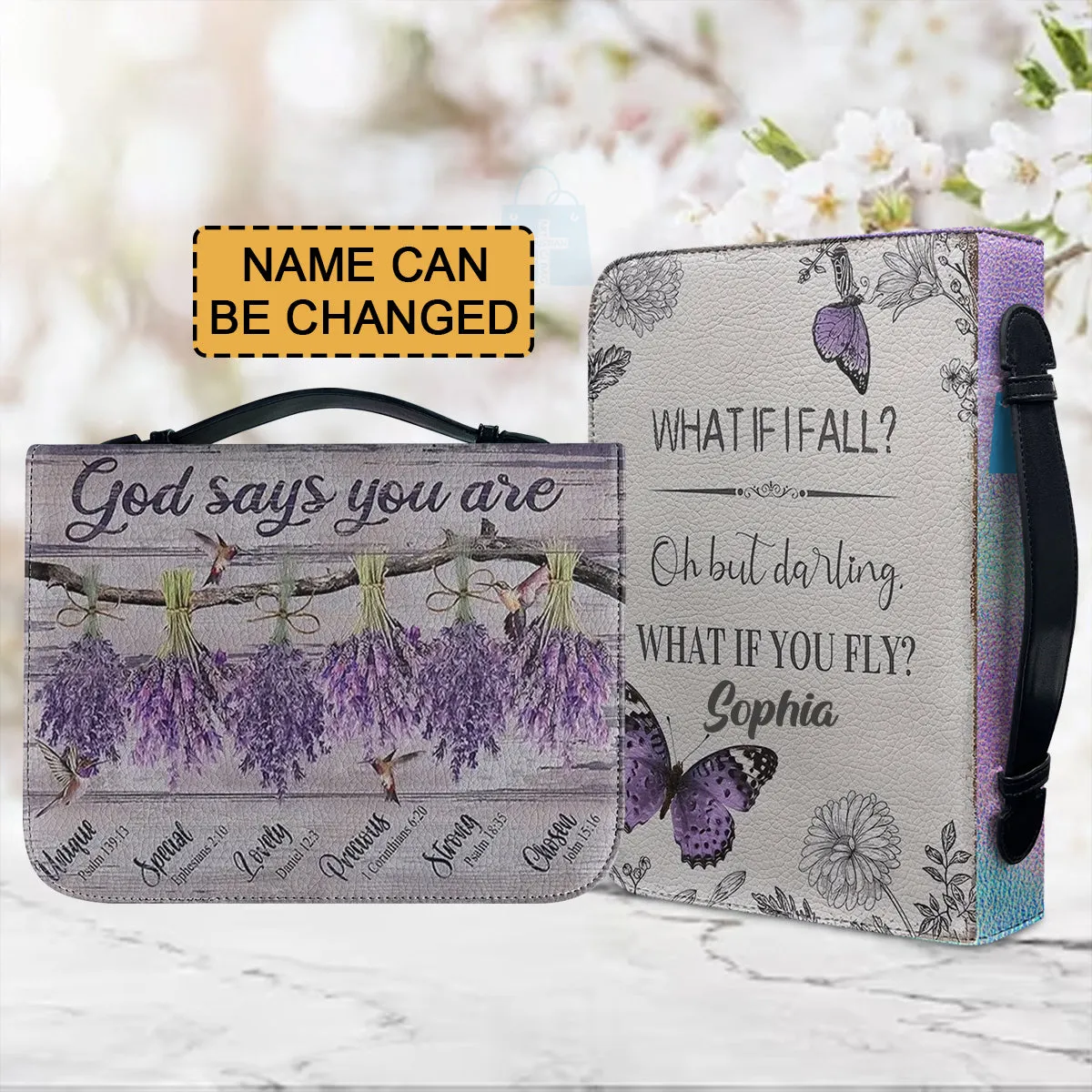 Christianartbag Bible Cover, GOD Says You Are Bible Cover, Personalized Bible Cover, Butterfly Lavender Purple Bible Cover, Christian Gifts, CAB03021123.