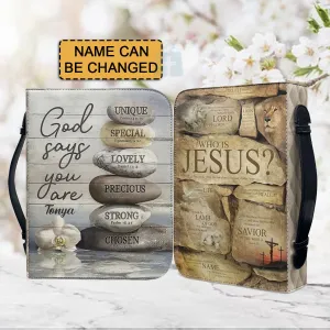 Christianartbag Bible Cover, GOD Says You Are Bible Cover, Personalized Bible Cover, Lion Cross Christ Bible Cover, Christian Gifts, CAB02101123.