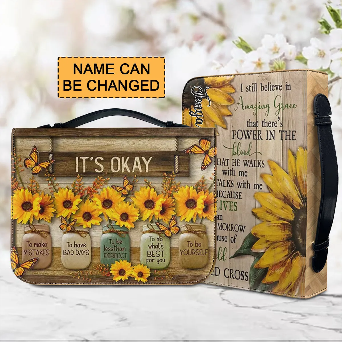 Christianartbag Bible Cover, It's Okay Personalized Bible Cover, Sunflower Butterfly Bible Cover, Personalized Bible Cover, Christmas Gift, CABBBCV02270923.
