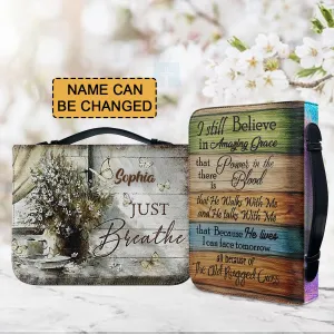 Christianartbag Bible Cover, Just Breathe Bible Cover, Personalized Bible Cover, Flower Bible Cover, Christian Gifts, CAB07021123.