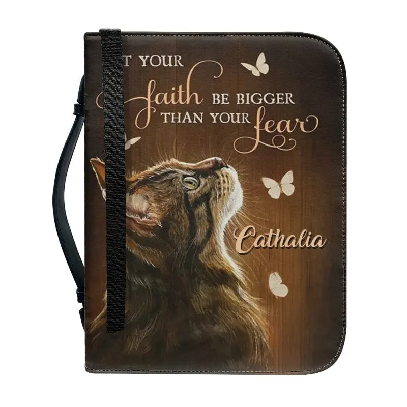 Christianartbag Bible Cover, Let Your Faith Be Bigger Than Your Lear Bible Cover, Personalized Bible Cover, Cat Bible Cover, Christian Gifts, CAB04251023.
