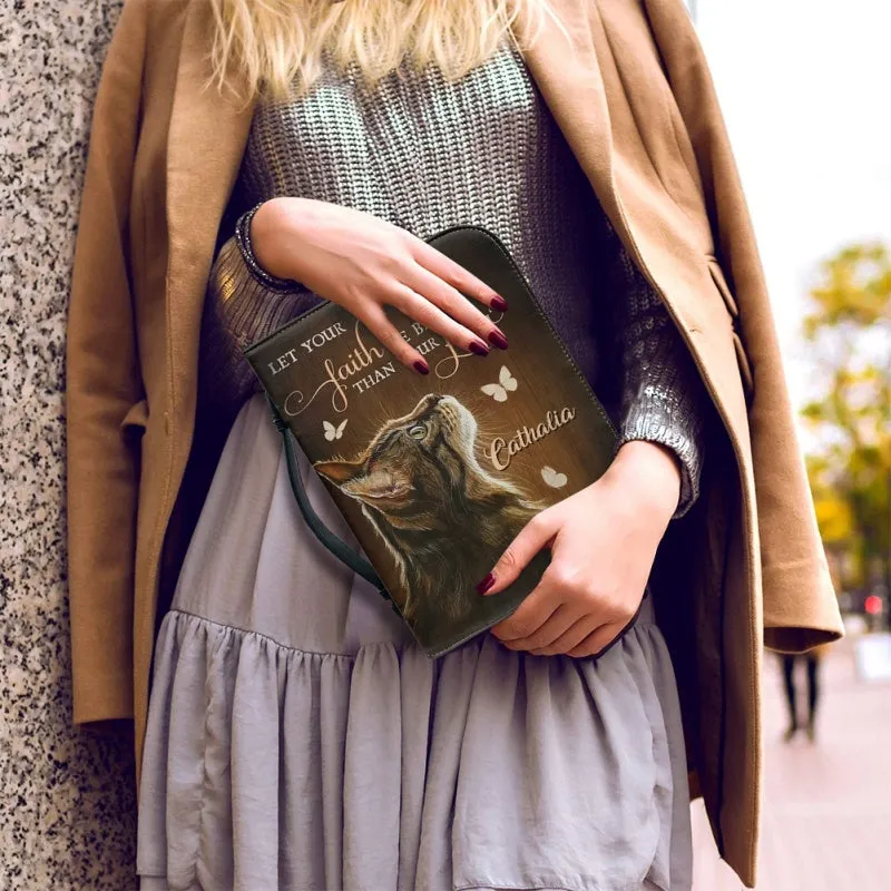 Christianartbag Bible Cover, Let Your Faith Be Bigger Than Your Lear Bible Cover, Personalized Bible Cover, Cat Bible Cover, Christian Gifts, CAB04251023.