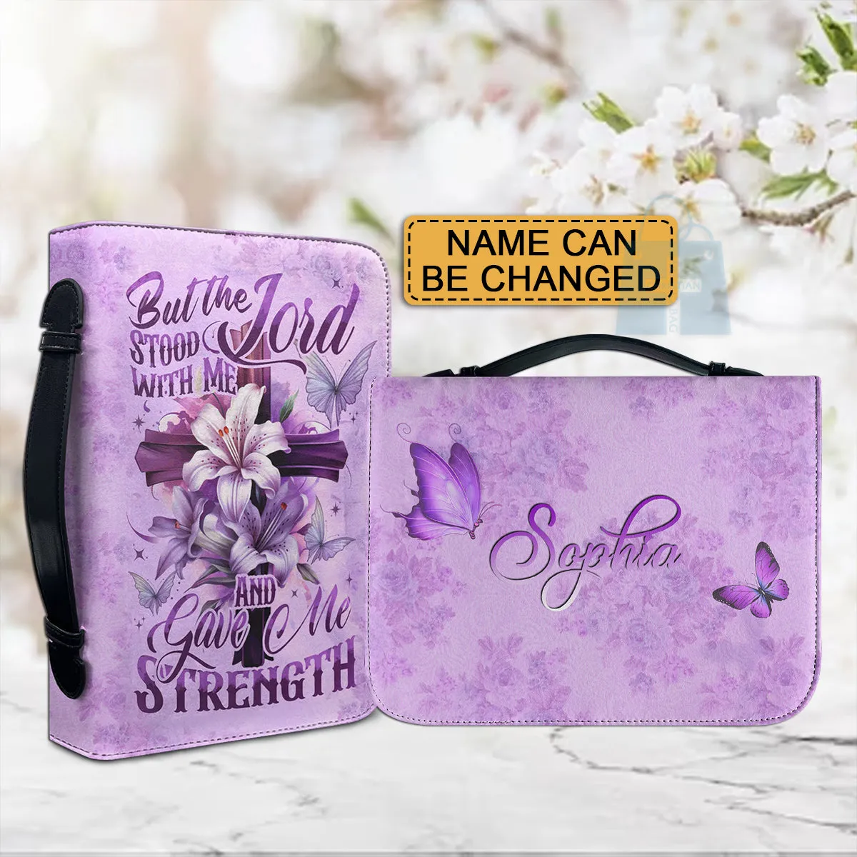 Christianartbag Bible Cover, Lilly Flower Bible Cover with Inspirational Verse - Personalized with Your Name, CAB05291223.