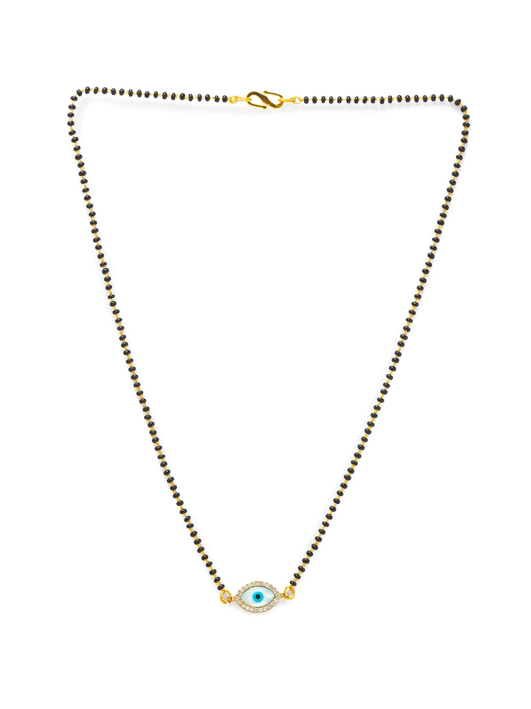Combo Set of 2 Gold Plated Short Mangalsutra Design and Long Mangalsutra Design Evil Eye AD Pendant