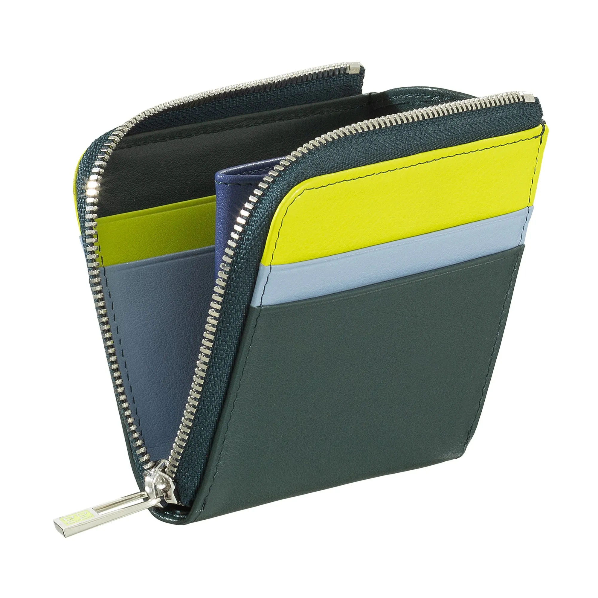 DUDU Men's Leather Wallet with Kear, Compact Small Women's Wallet, External Zip, Coins and Card Cards