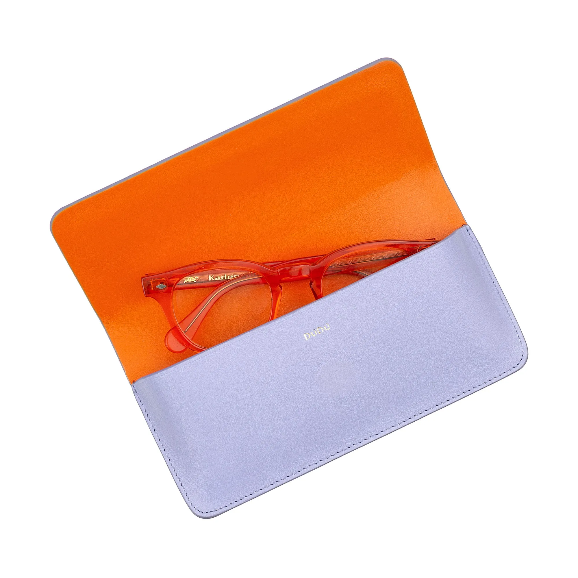 DUDUCHE CASE WORKING GLASSES AND SUNGLASS SOFT SOFT LEATHER PRINTED WITH MAGNETIC CLOSURE, BOLLORE COCK COUNTER