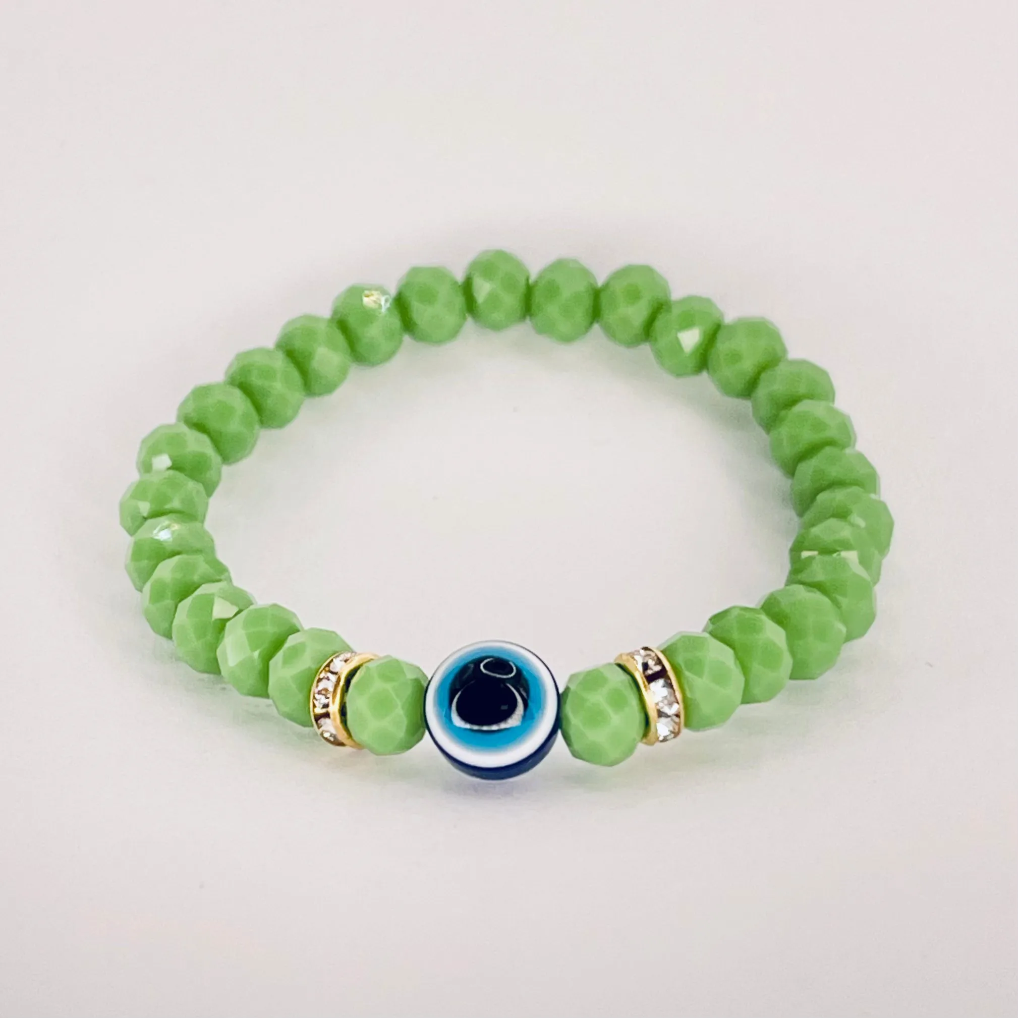 Green Beaded Evil Eye Kids Bracelet – Protective & Trendy