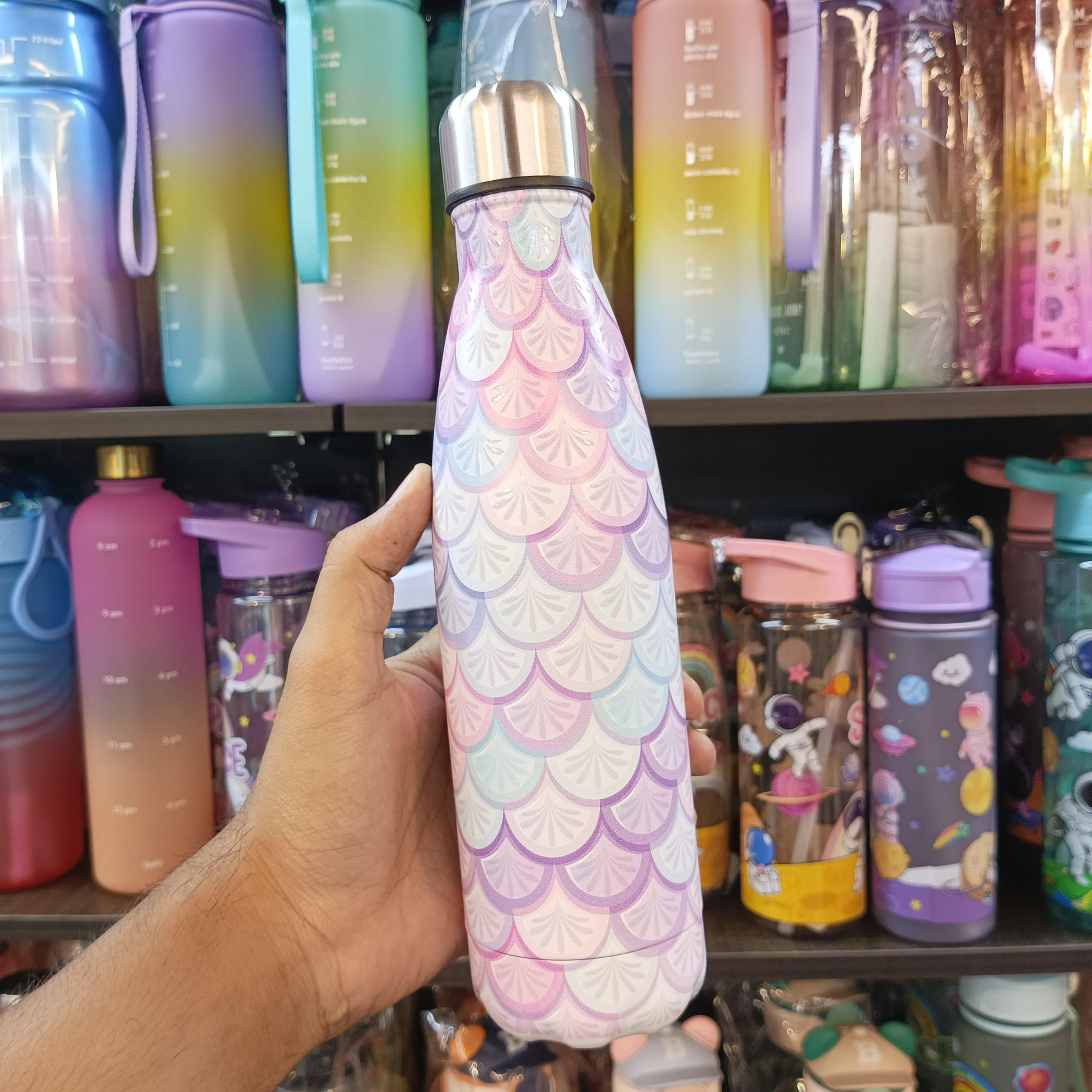 Mermaid-Scale Gradient Stainless Steel Water Bottle - 500ml