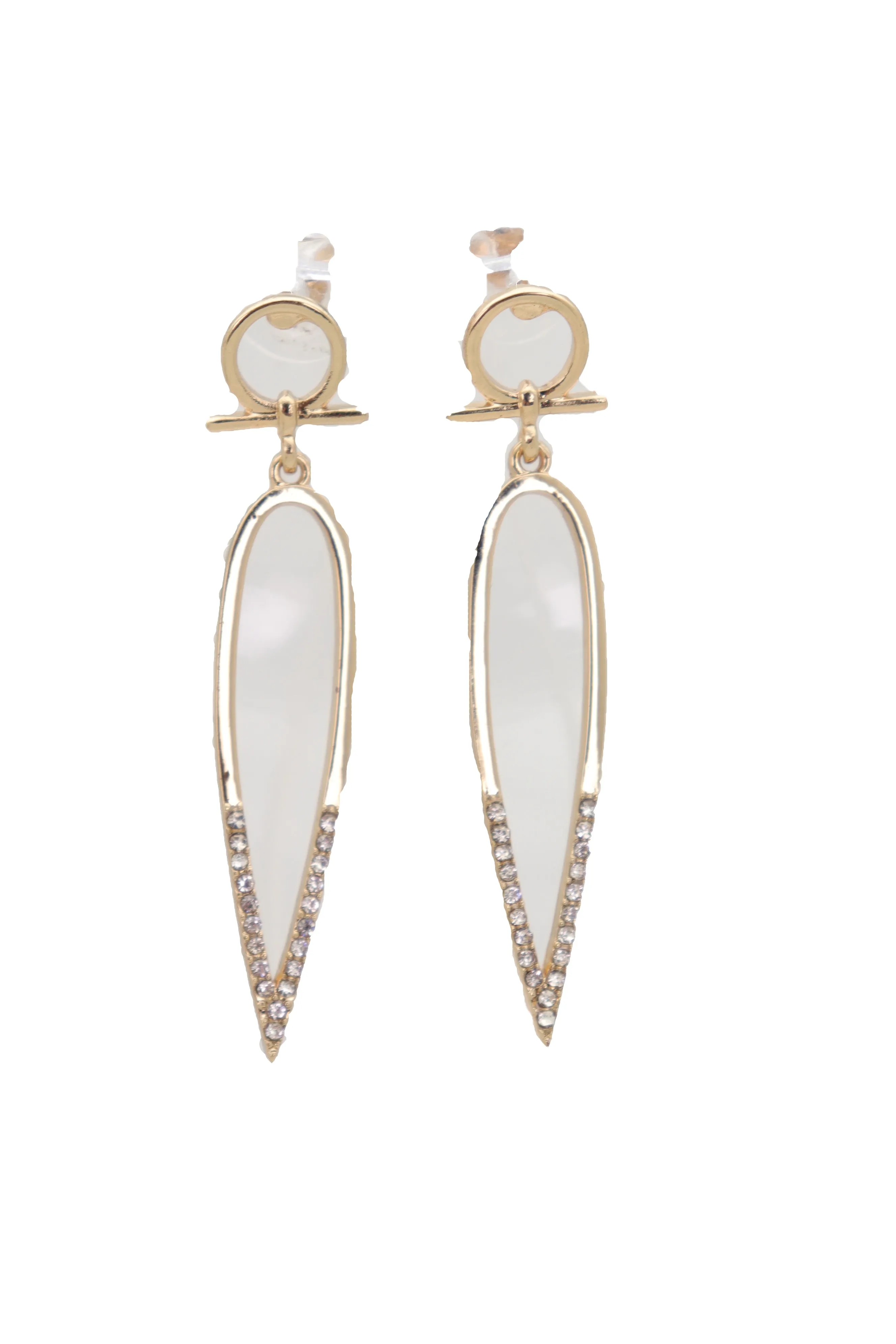 Metal Water Drop Cross Outline Dangle Earrings