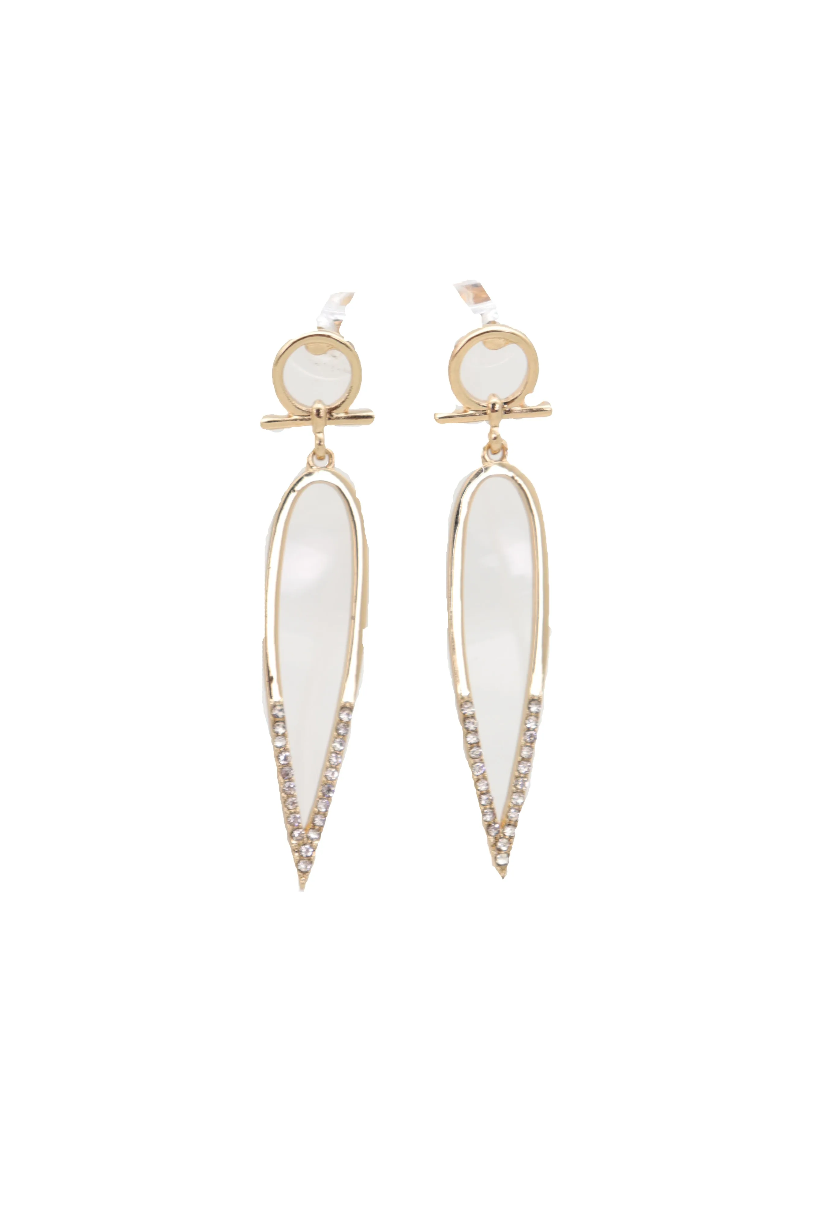 Metal Water Drop Cross Outline Dangle Earrings