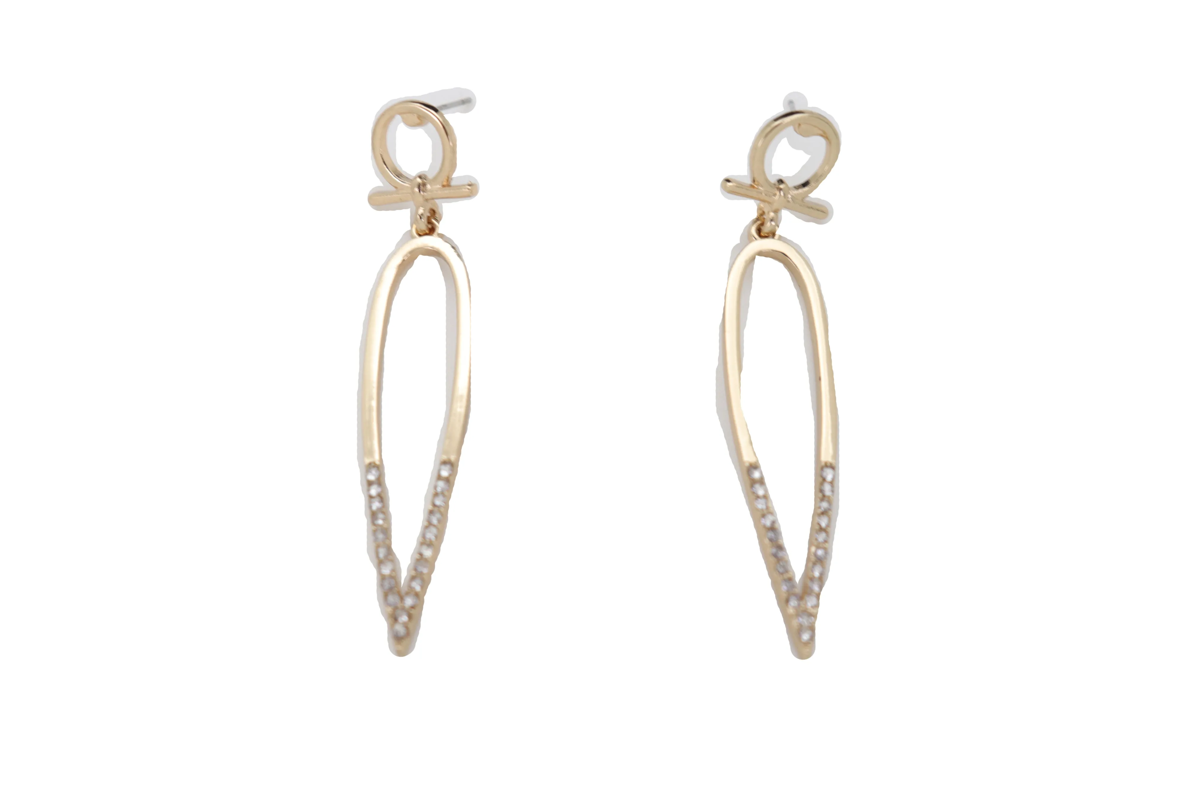 Metal Water Drop Cross Outline Dangle Earrings