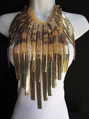 Silver Metal Links Wide Chains Multi Strand Dressy Casual 20" Necklace