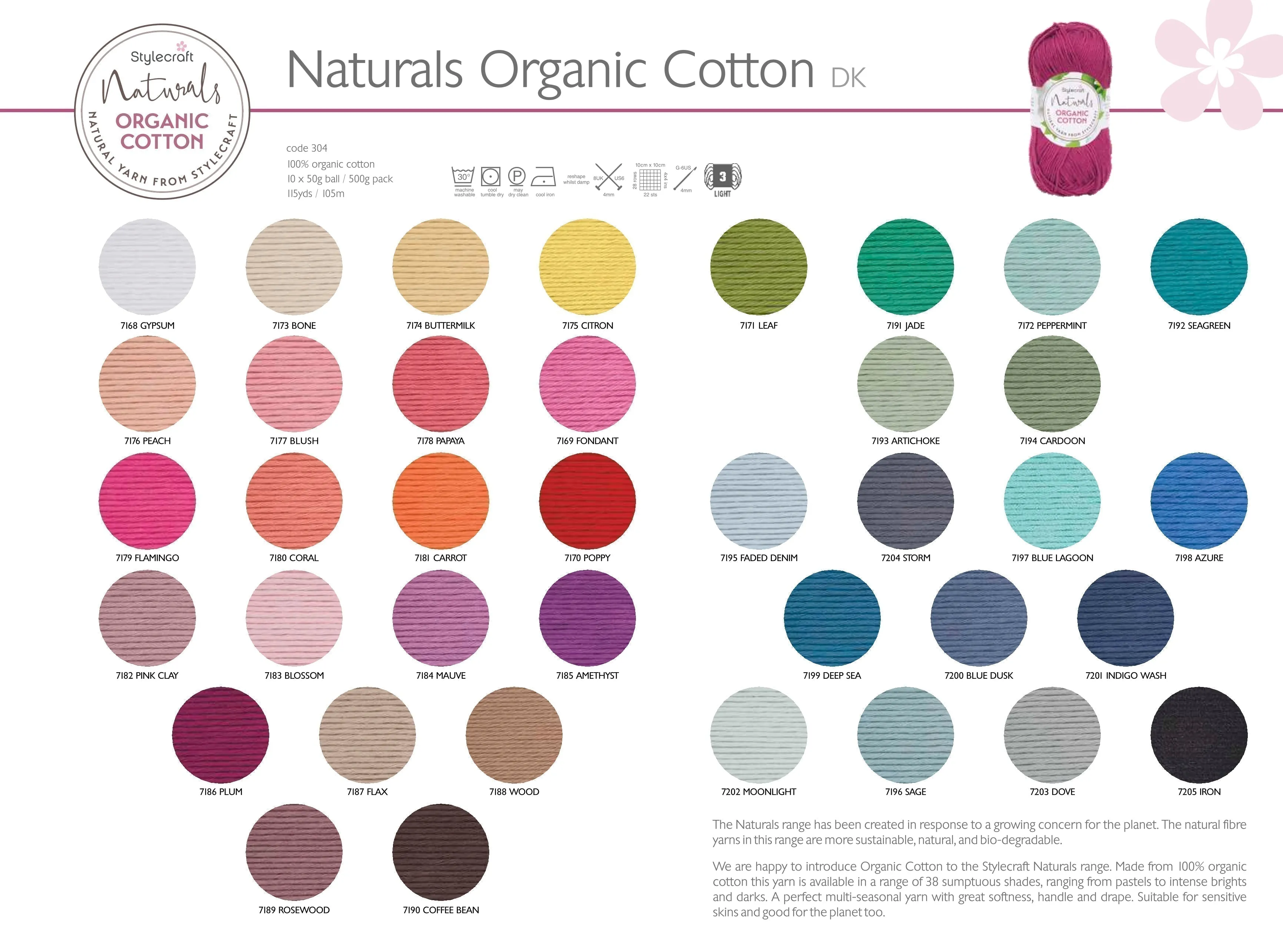 Stylecraft Naturals Organic Cotton Double Knit - 7183 Blossom