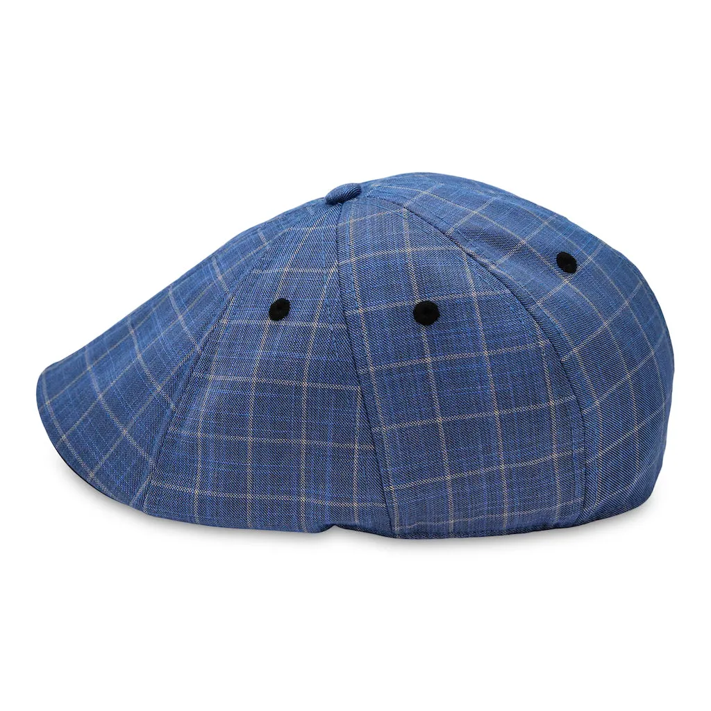 The 8-Panel Plaid Trainer Boston Scally Cap - Steel Blue Plaid