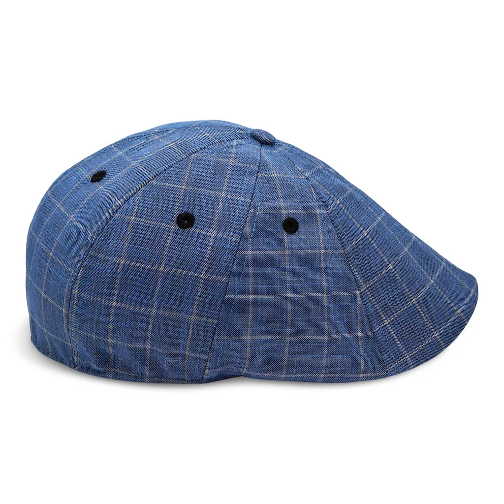 The 8-Panel Plaid Trainer Boston Scally Cap - Steel Blue Plaid