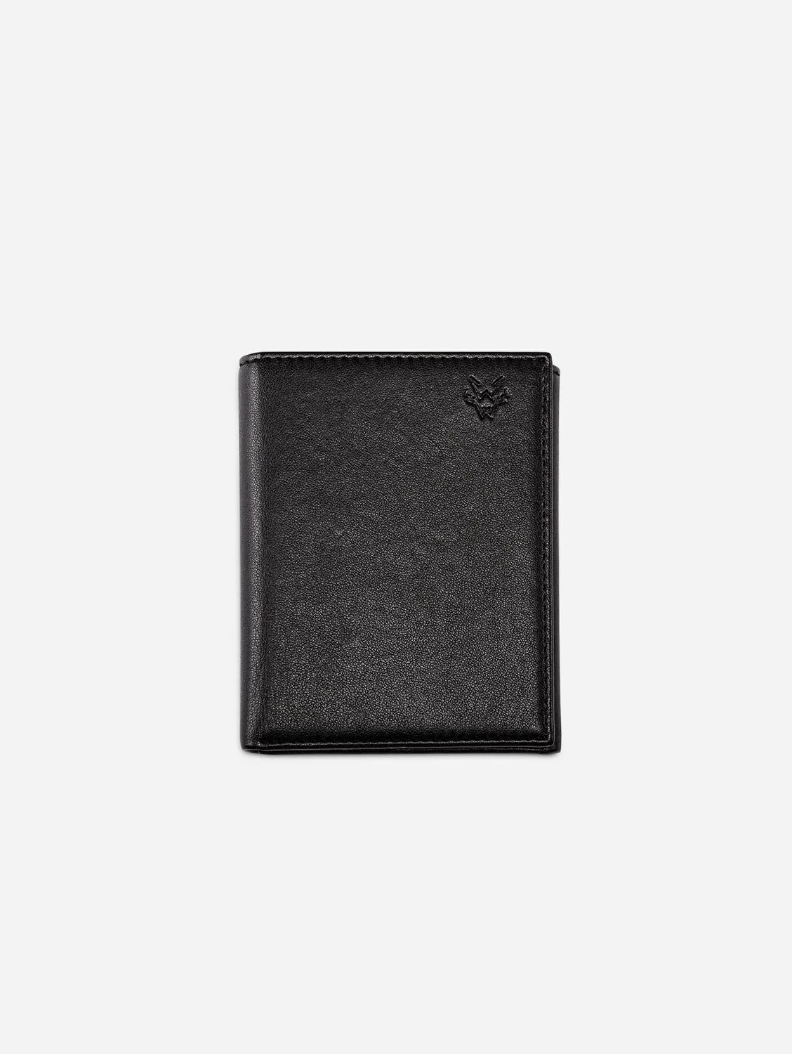 Trifold Vegan Leather RFID Protective Wallet for Key Belt Chain | Black