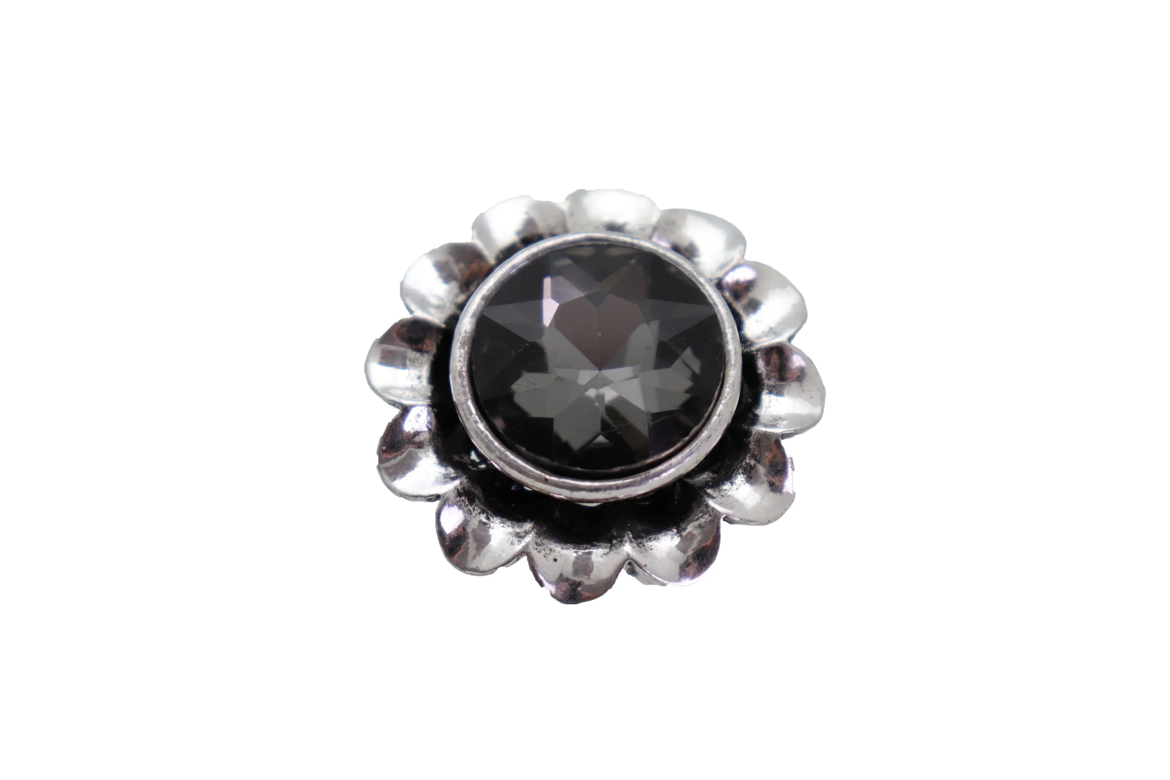 Women Silver Metal Flower Fashion Ring Jewelry Filigree Charm Elastic Band One Size Fits All